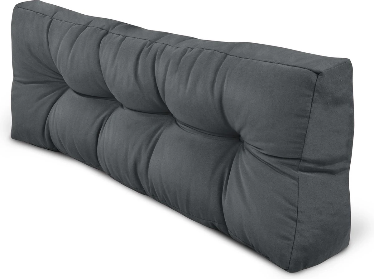 Beautissu Style – Palletkussen Set – 1x Zitkussen 120x80 Cm & 1x Rugkussen 120x40 Cm – Graphiet Grijs - Afbeelding 11