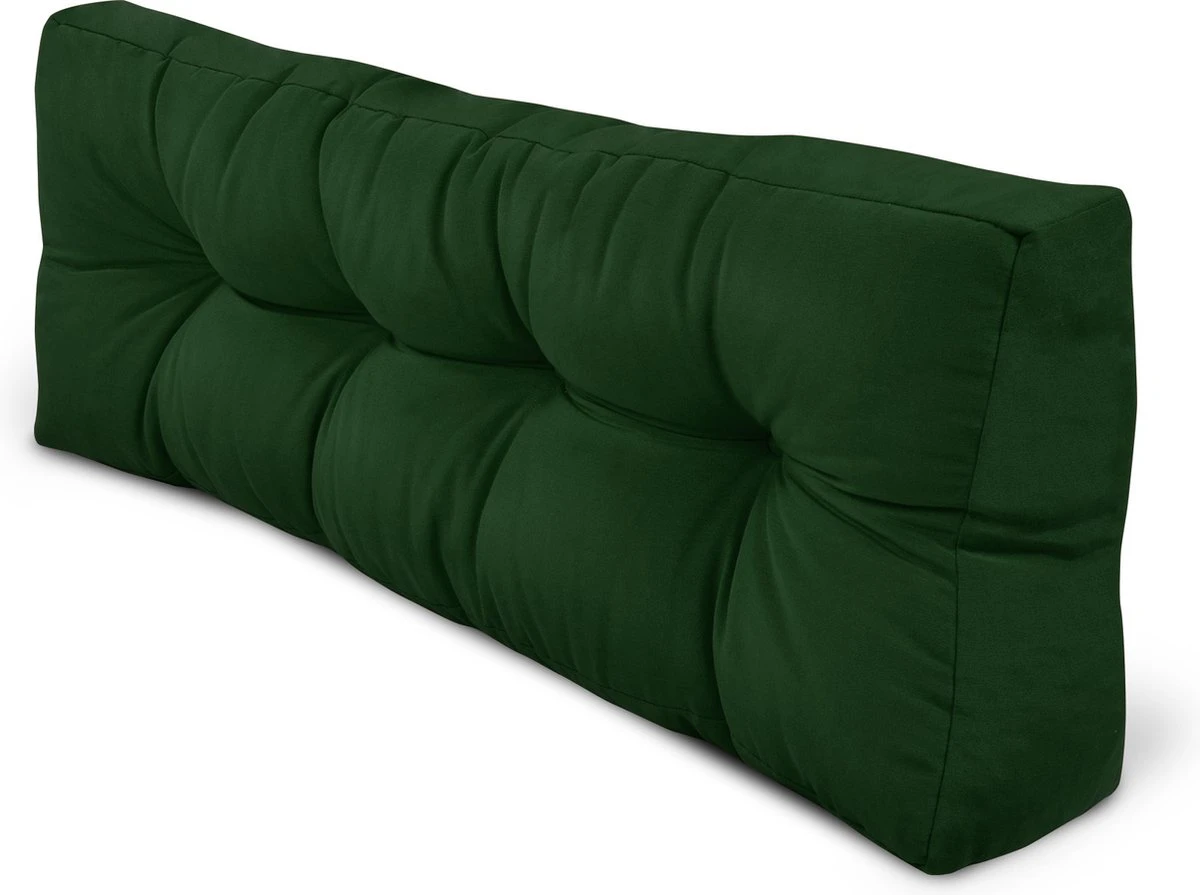 Beautissu Style – Palletkussen Set – 1x Zitkussen 120x80 Cm & 1x Rugkussen 120x40 Cm – Donker Groen - Afbeelding 11