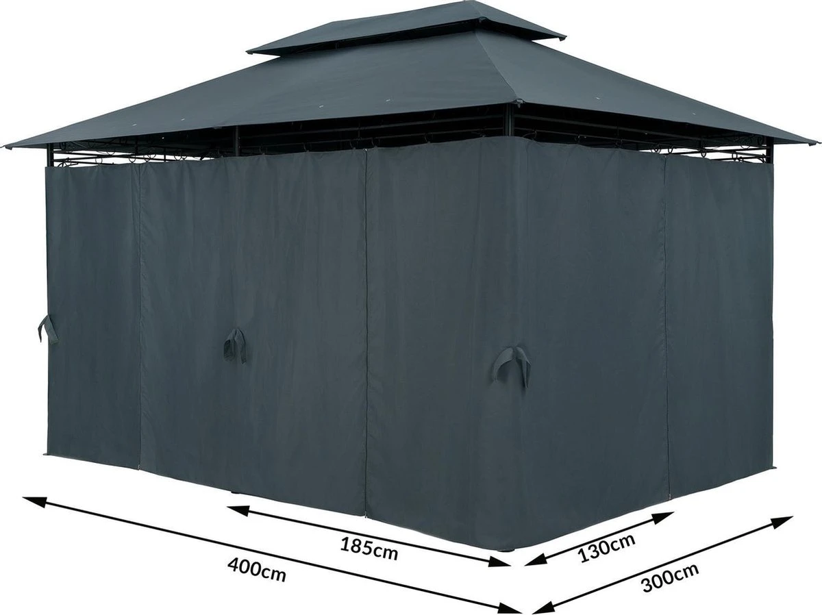 Casaria Paviljoen Topas 3x4m - UV-bescherming 50+ - Antraciet - Afbeelding 11