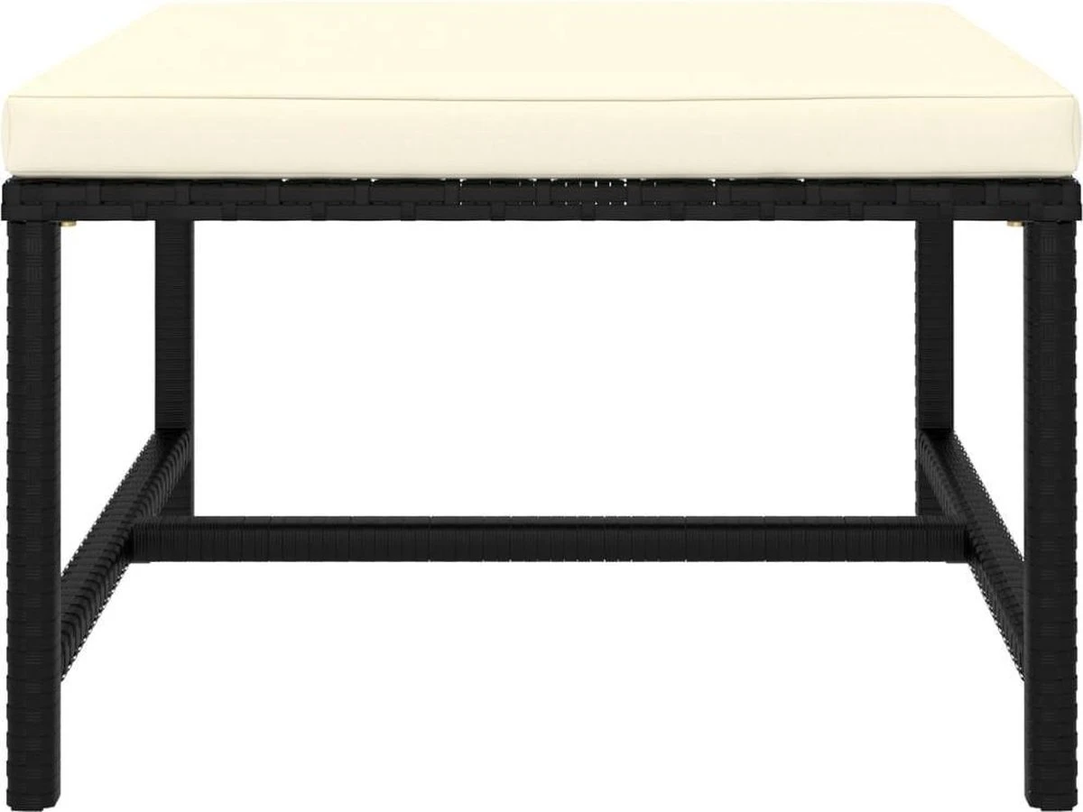 VidaXL 4-delige Loungeset Met Kussens Poly Rattan Zwart - Afbeelding 13