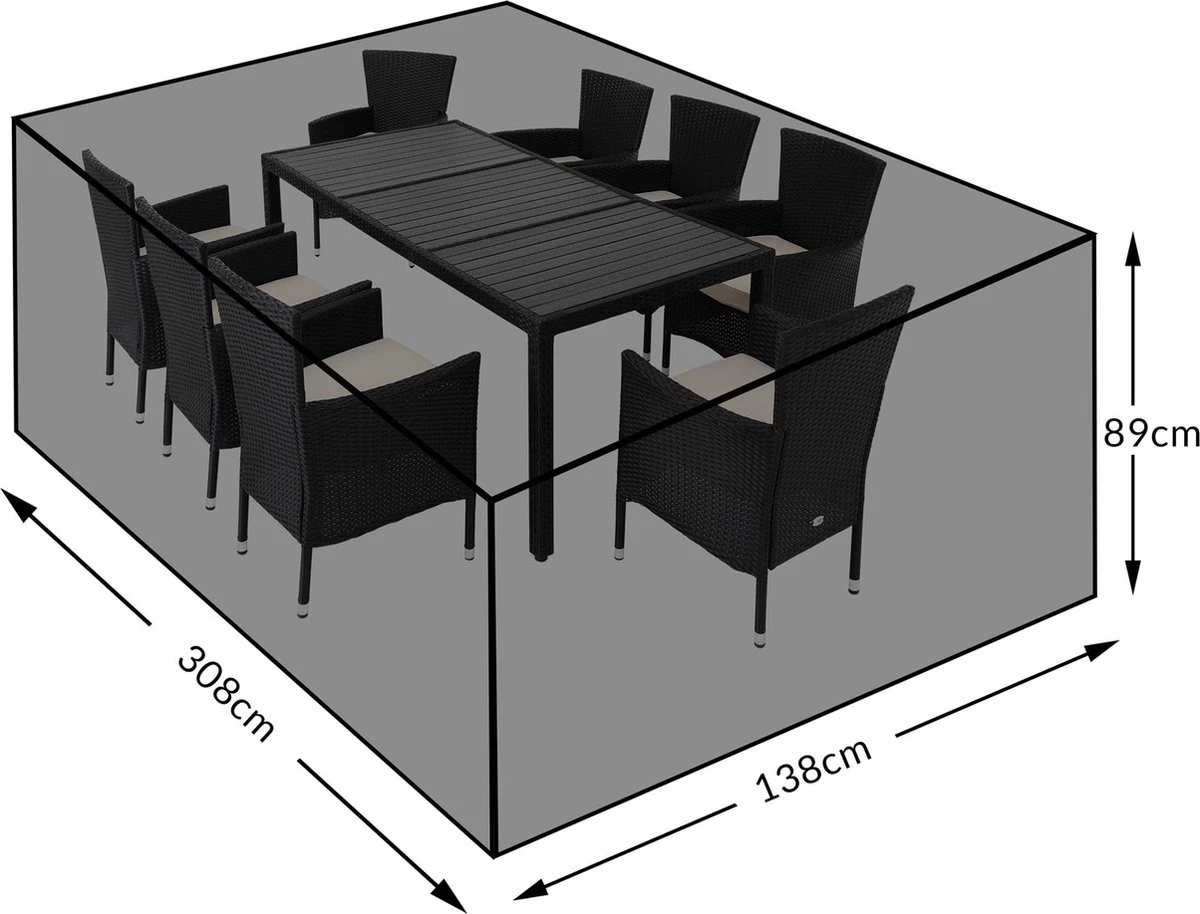 Kingsleeve Tuinmeubelhoes - Beschermhoes - Weerbestendig -308x138x89cm - Groen - Afbeelding 2