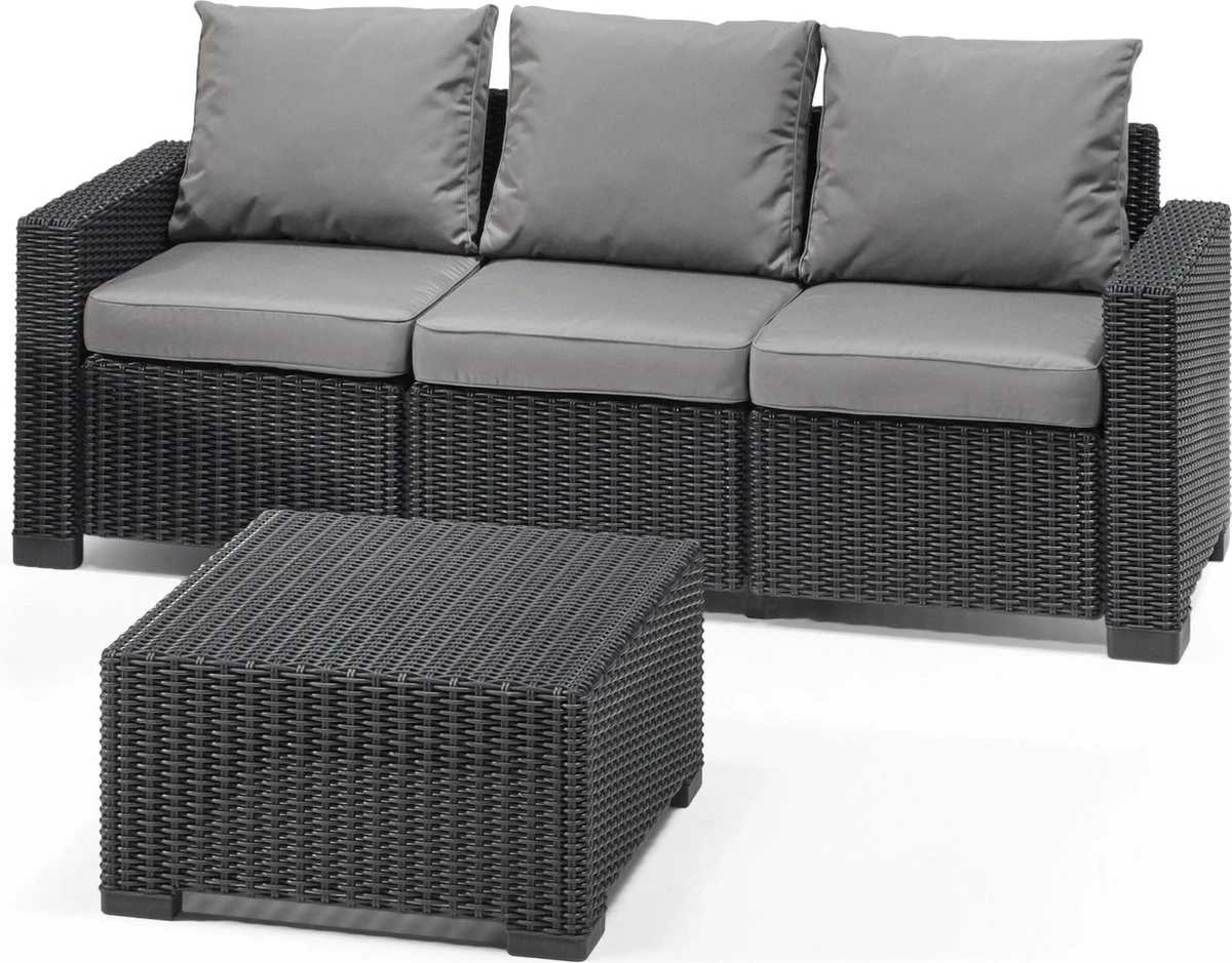 Allibert California Chaise Longue Loungeset - 3 A 4 Personen - Grafiet - Afbeelding 3