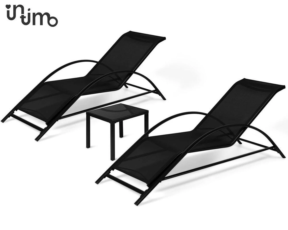 Intimo Ligbeddenset + Tafel - Zwart - 163x60x65/45x45x40 - Afbeelding 4