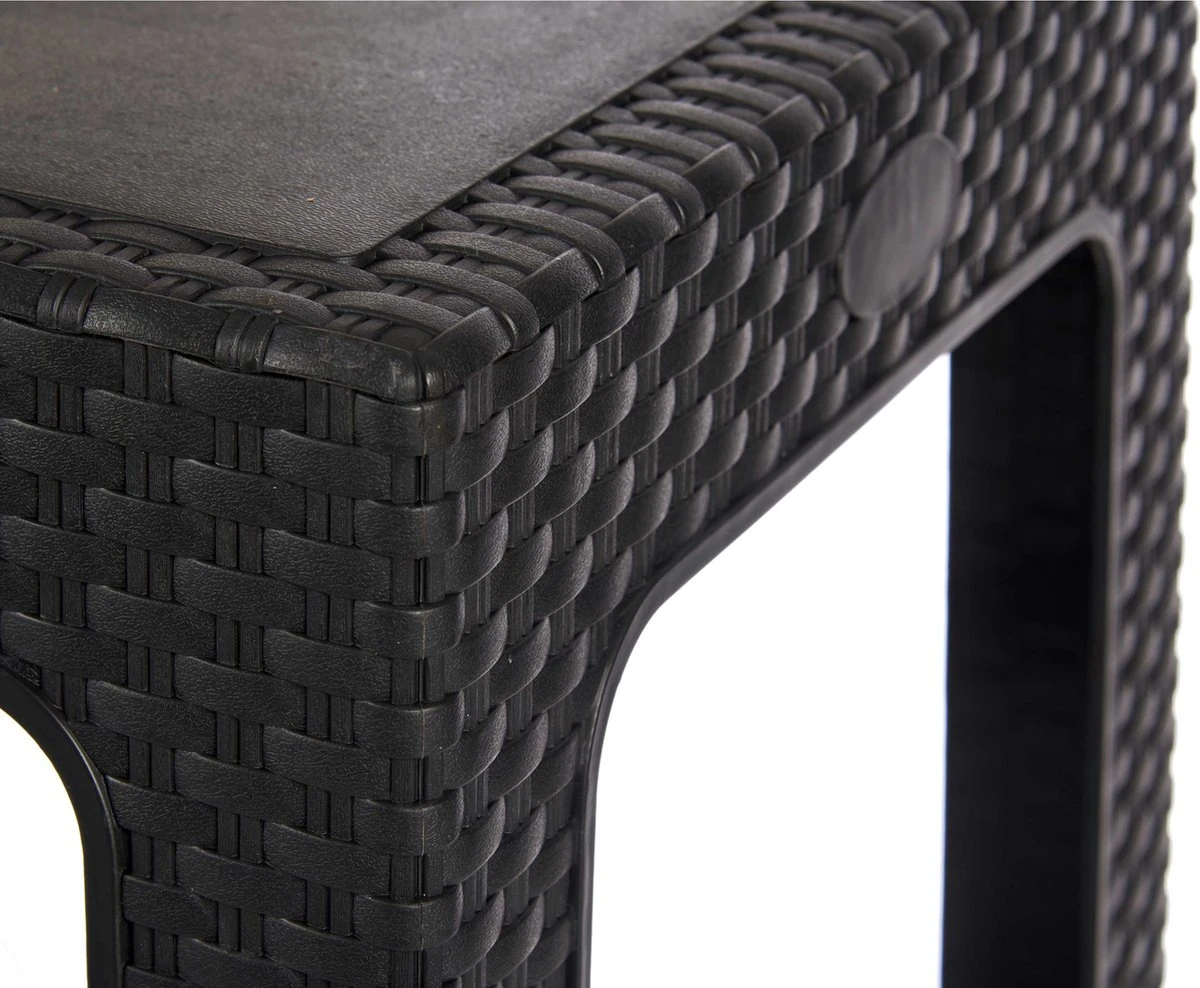 Rotan Bijzettafeltje/plantenverhoger Antraciet Grijs 47 X 47 X 42 Cm Voor Binnen/buiten - Afbeelding 3