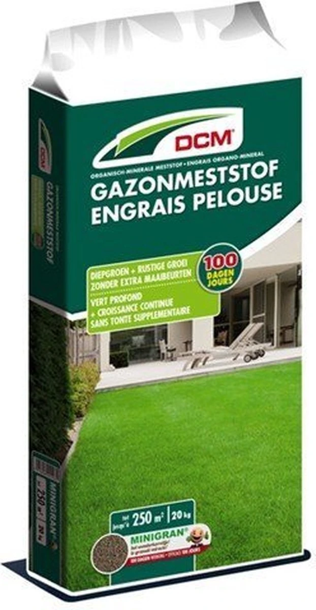 DCM Gazonmeststof – Organisch-minerale Gazonmest - Meststof Met MINIGRAN® Technology - Diepgroene Graskleur - Rustige Groei Zonder Extra Maaibeurten - 250m2 - 20 Kg - Afbeelding 2