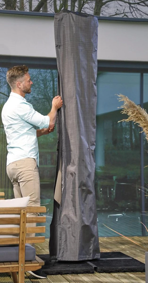 Weersbestendige Parasolhoes - Max. 4 X 4 M - Grijs / Antraciet - Zweefparasol - Afbeelding 5