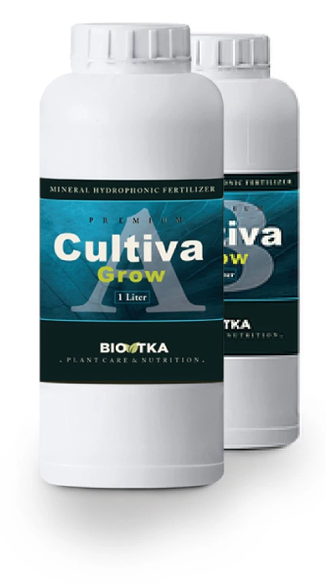 BioTka HYDRO CULTIVA GROW A + B 1 Ltr. Groei (set) Plantvoeding - Biologische Voeding - Supplement - Booster - Planten - Bio Supplement - Hydro Plantvoeding - Plantvoeding Aarde - Kokos - Kokos Voeding - Hydro - Hydroponic - Organische Plantenvoeding