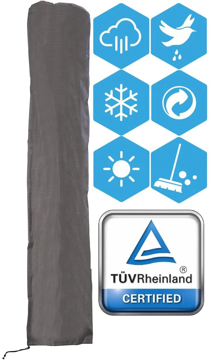 Weersbestendige Parasolhoes - Max. 4 X 4 M - Grijs / Antraciet - Zweefparasol - Afbeelding 10