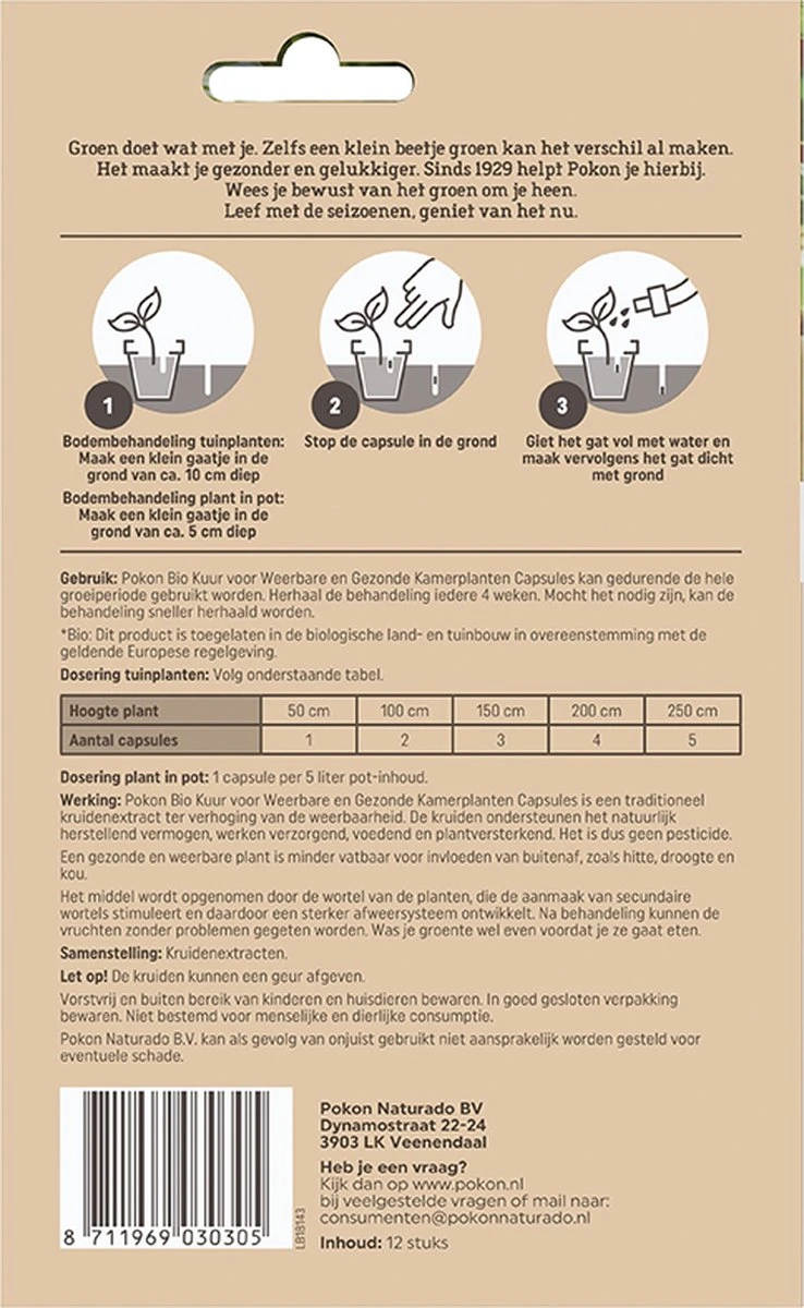 Pokon Bio Kuur Voor Weerbare En Gezonde Kamerplanten - Capsules - 12 Stuks - Geschikt Voor Alle Kamer-, Buitenplanten En Moestuin - Afbeelding 3
