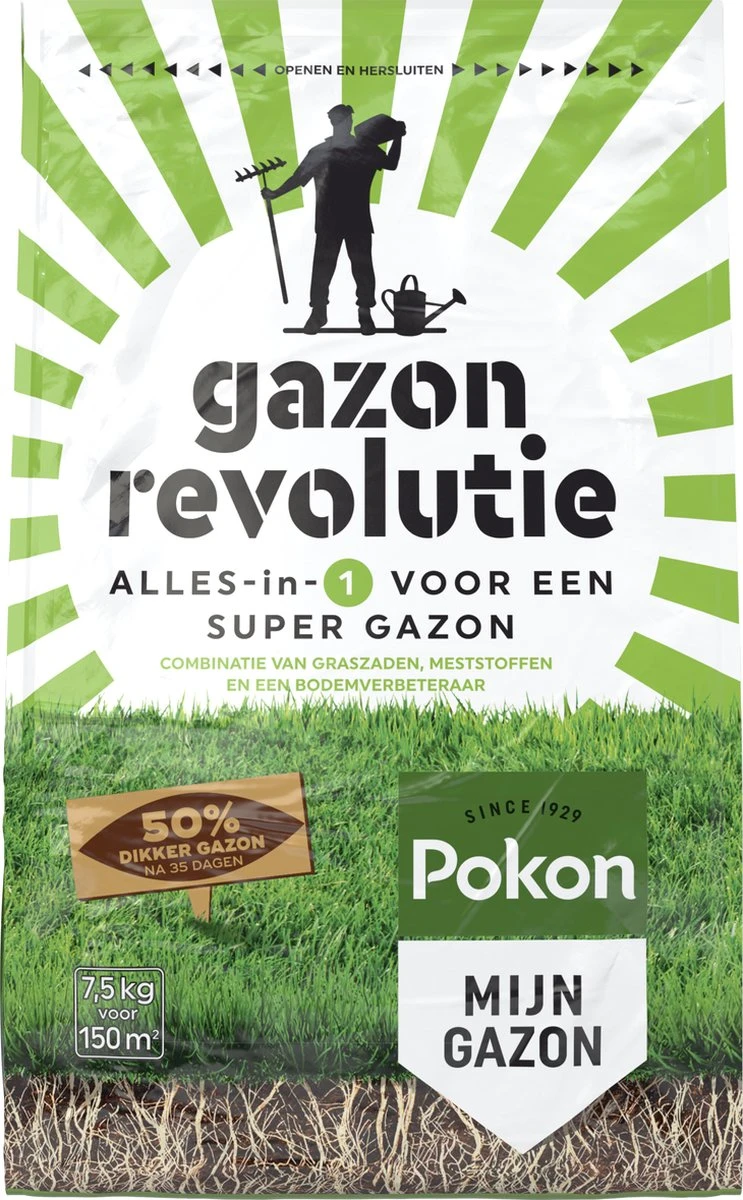 Pokon Gazon Revolutie - 2x7,5kg - Gazonmest / Graszaad / Bodemverbeteraar - Geschikt Voor 300m² - Binnen 15 Dagen Resultaat - Voordeelverpakking - Afbeelding 4