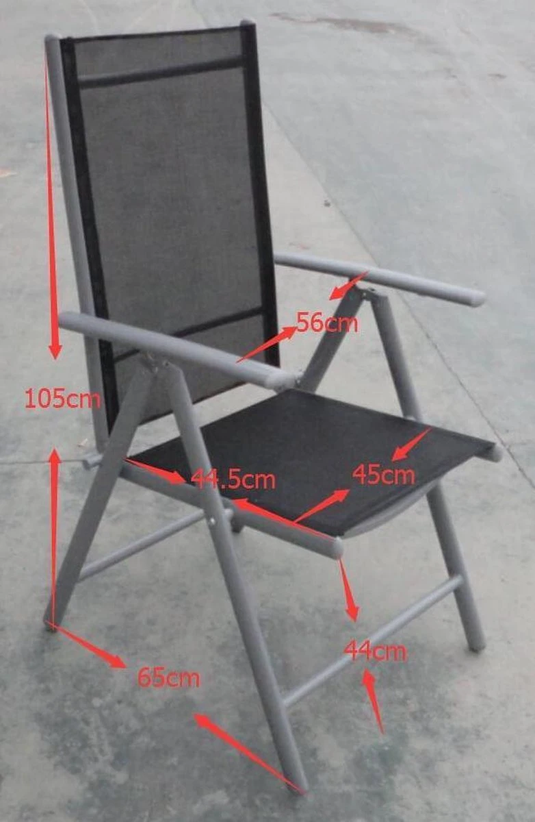 Tuinstoel Standenstoel Aluminium Antraciet 7 Standen Per 2 Stuks - Afbeelding 4