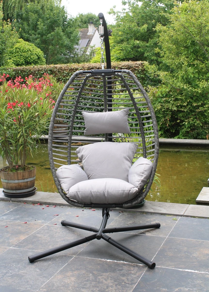 Lowander Egg Hangstoel Cocoon - Voor Binnen & Buiten - Met Standaard - Incl. Kussens - Afbeelding 4
