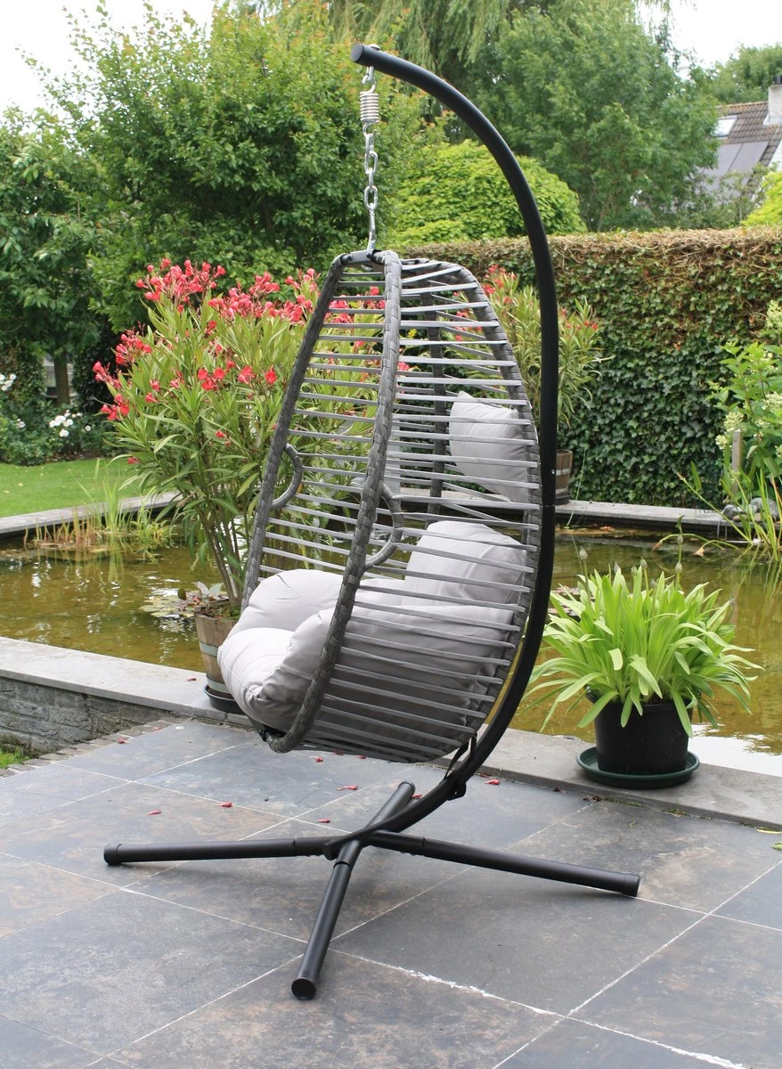 Lowander Egg Hangstoel Cocoon - Voor Binnen & Buiten - Met Standaard - Incl. Kussens - Afbeelding 5