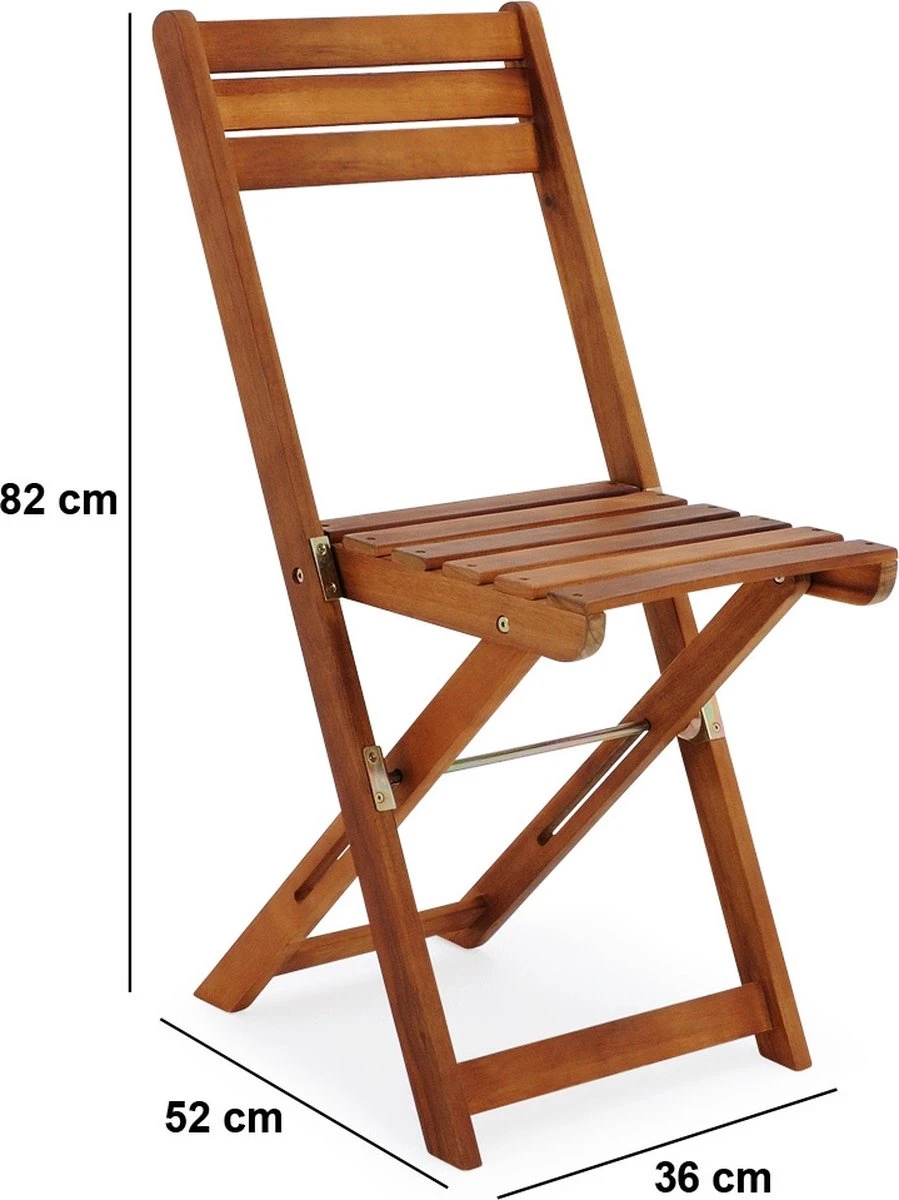 Merkloos Balkonset 3-delig - Acacia Hout - Afbeelding 4