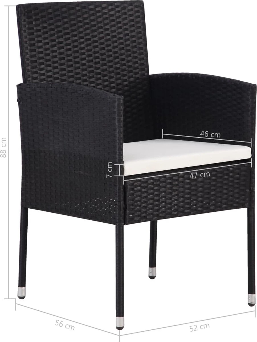 VidaXL 7-delige Tuinset Poly Rattan Zwart - Afbeelding 5