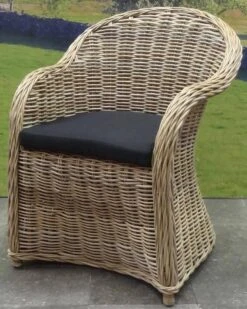 Roma Dining Tuinstoel Naturel Rotan - Suntech Kussen