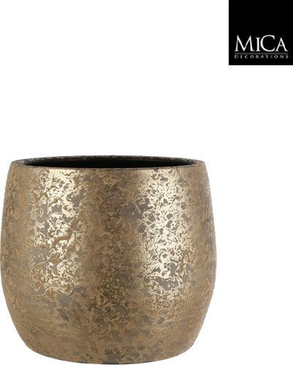 Mica Decorations Clemente Bloempot - H31 X Ø38 Cm - Terracotta - Goud - Afbeelding 2