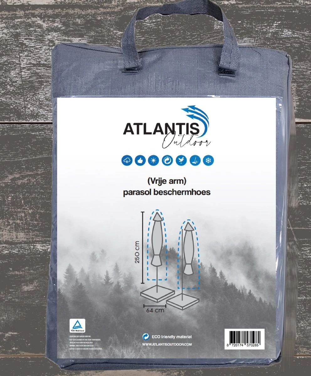 Weersbestendige Parasolhoes - Max. 4 X 4 M - Grijs / Antraciet - Zweefparasol - Afbeelding 7