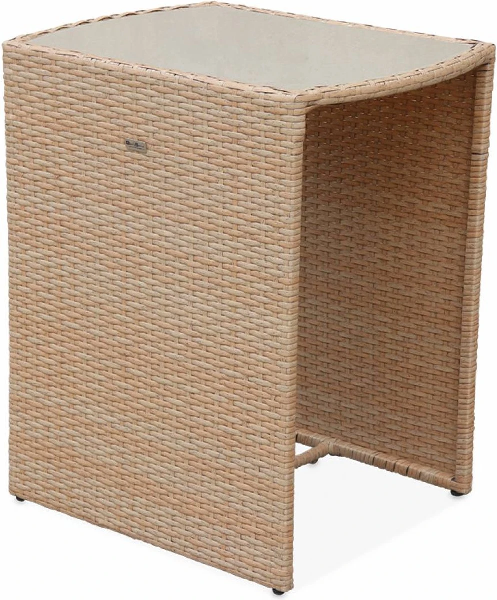 Alice's Garden Balkonset Doppio - 2 Stoelen - Inschuifbaar - Wicker - Beige - Afbeelding 4